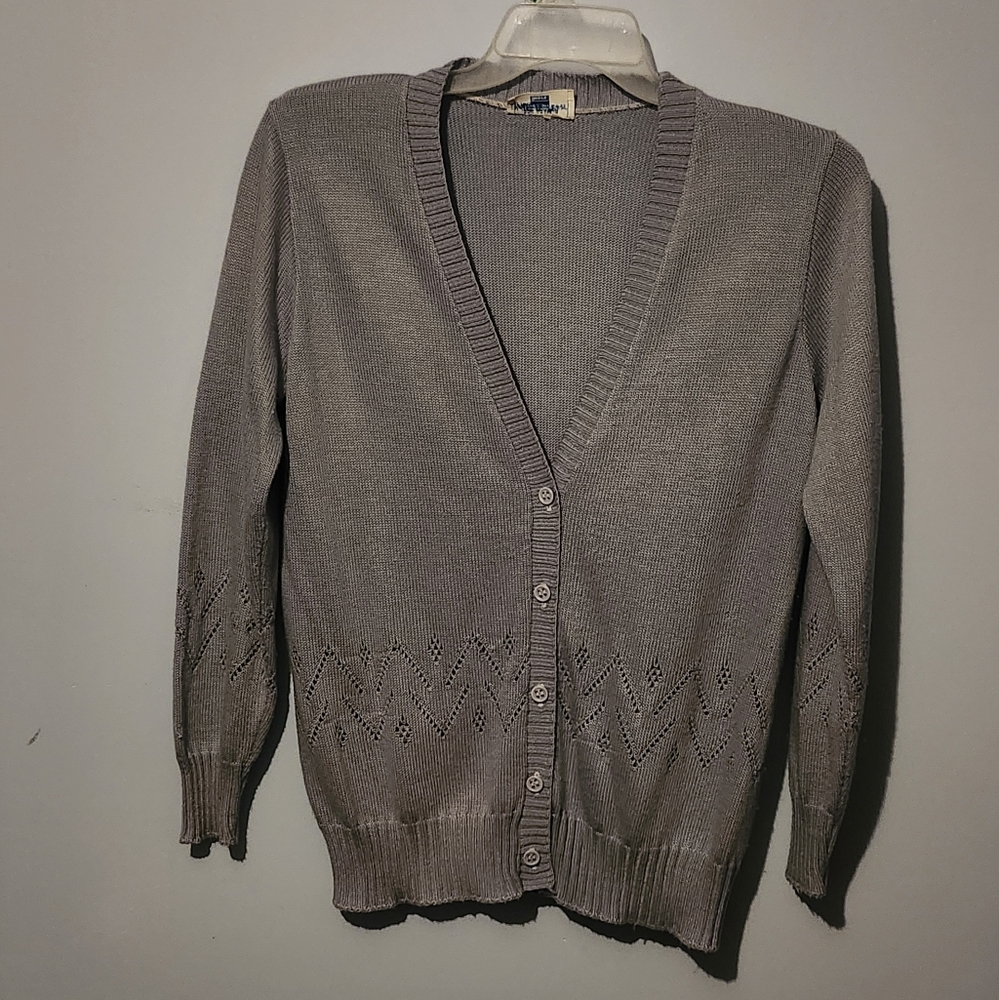 Greyish Blue Knit Sweater with Pattern